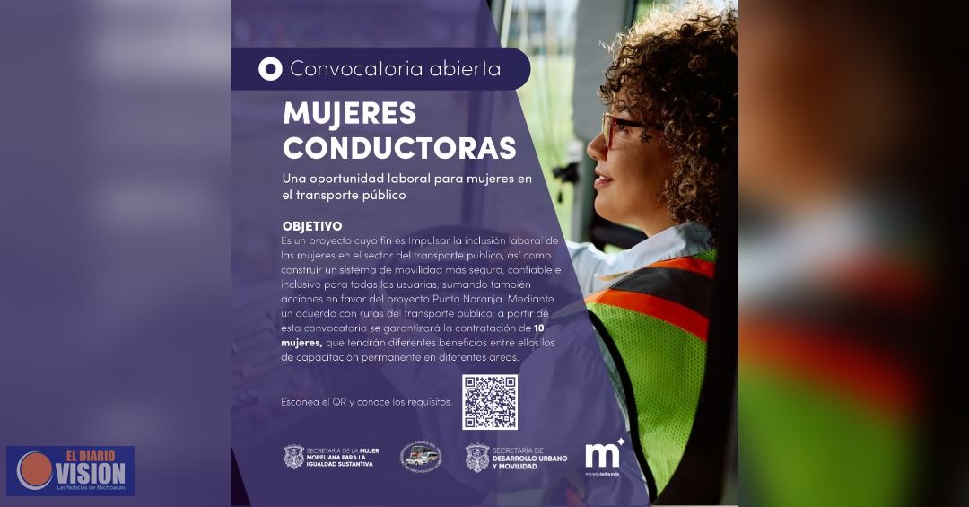 Ayuntamiento de Morelia abre convocatoria para el programa “Mujeres al volante”