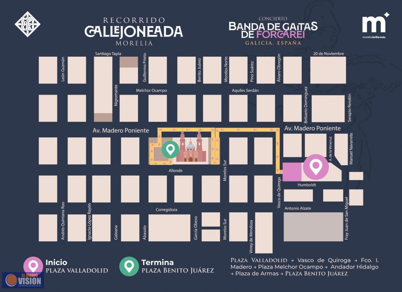 Invita Gobierno de Morelia a disfrutar de callejoneada cultural y musical al ritmo de gaitas
