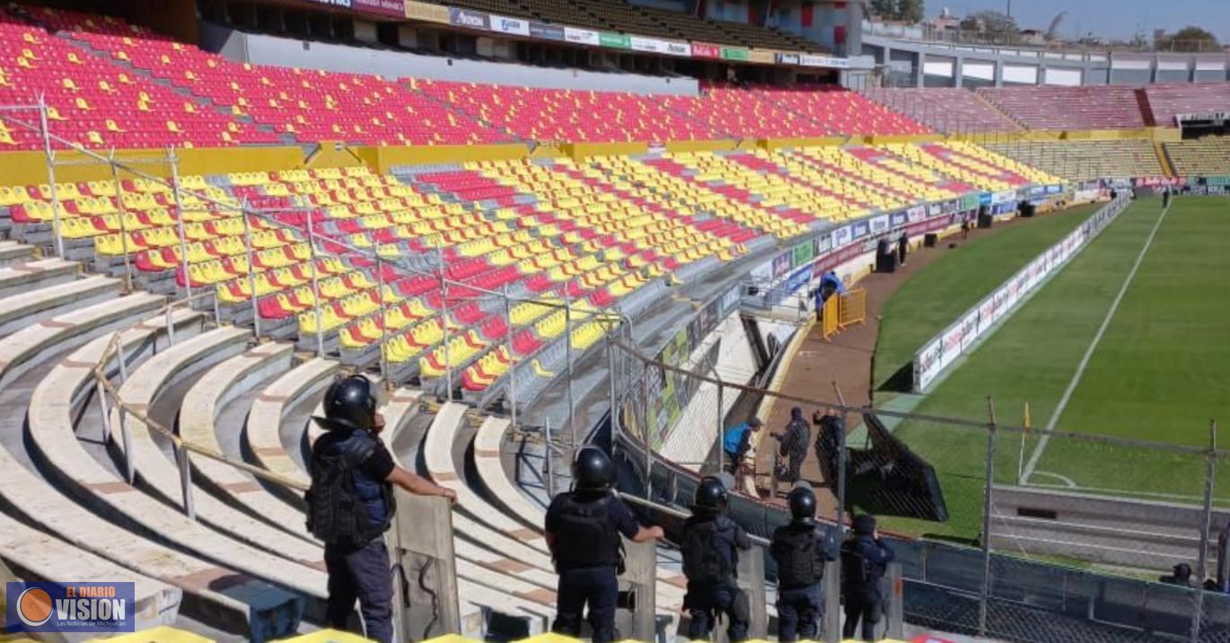 SSP instala dispositivo de seguridad previo a encuentro deportivo en el Estadio Morelos