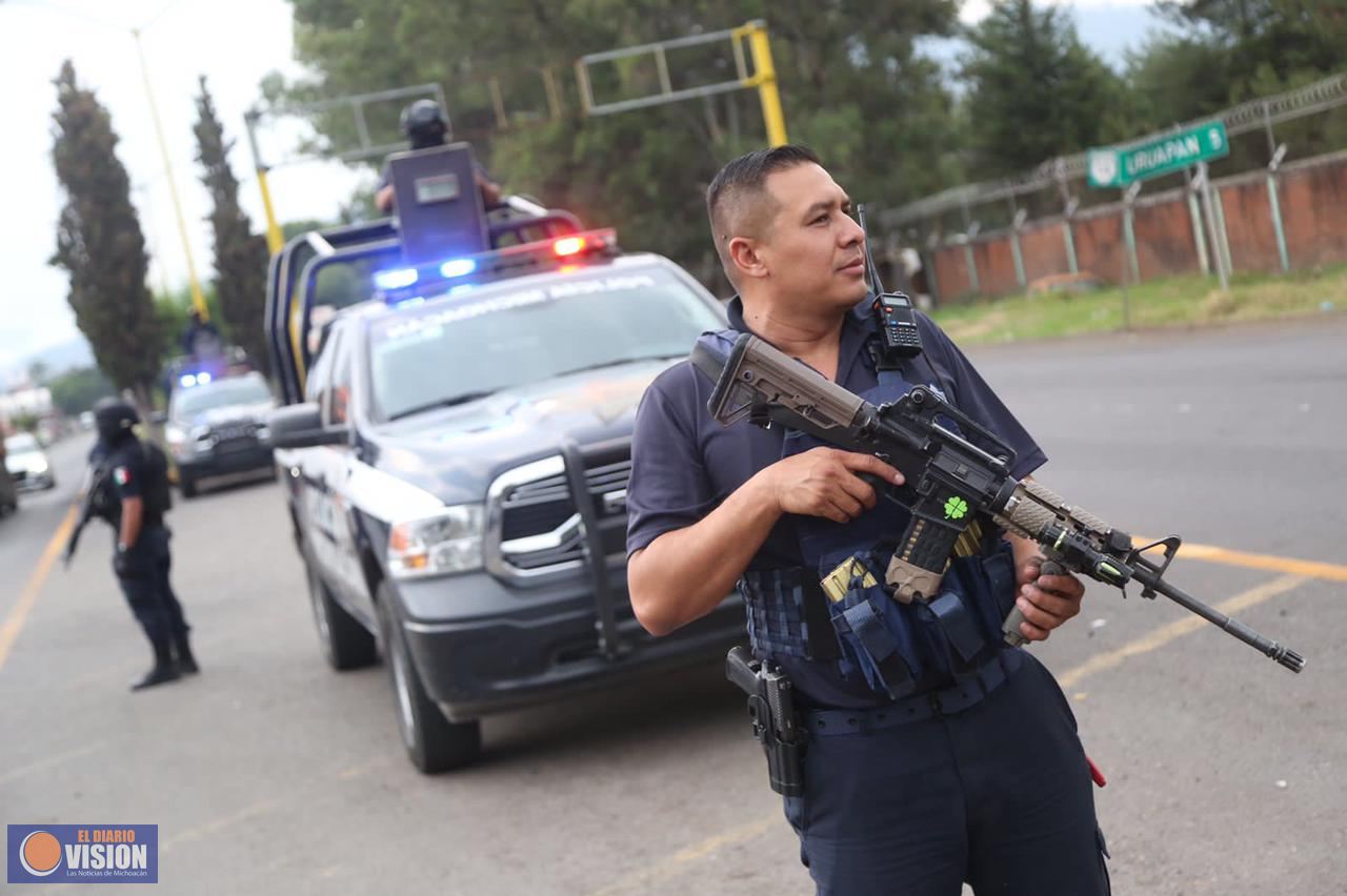 En Uruapan, SSP intensifica labores preventivas para preservar el orden