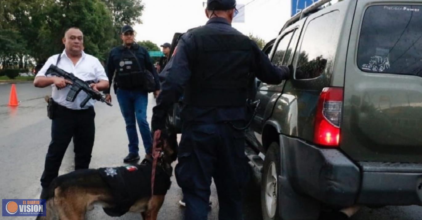 Se suma agrupamiento Canino de la Policía Michoacán a labores en Blindaje Zamora