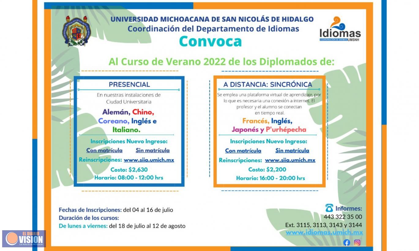 Departamento de idiomas de la UMSNH anuncia curso de verano 