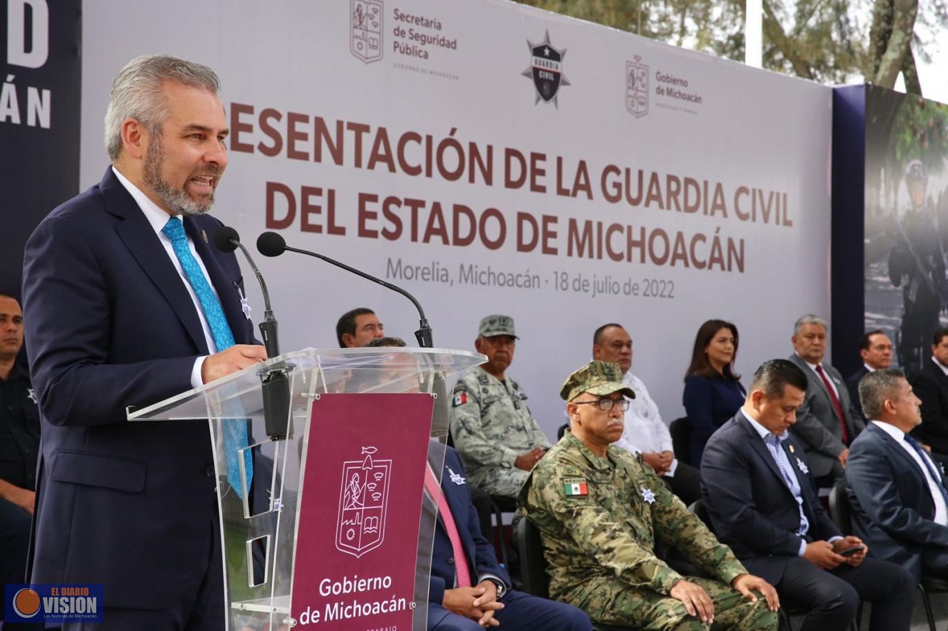 Con presentación de Guardia Civil, inicia transformación de la seguridad en Michoacán: Bedolla