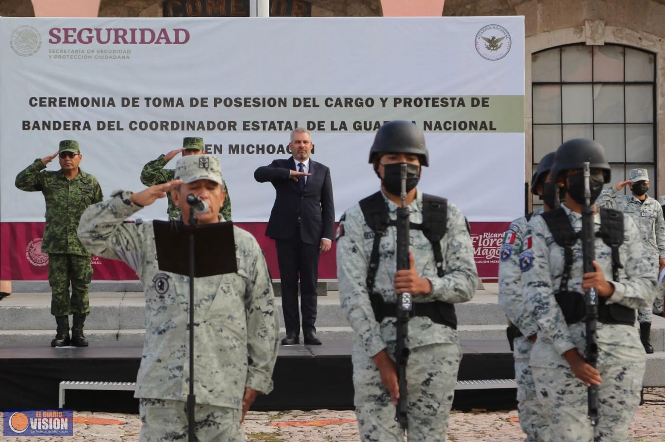 Asiste Bedolla a toma de protesta de nuevo coordinador estatal de la GN