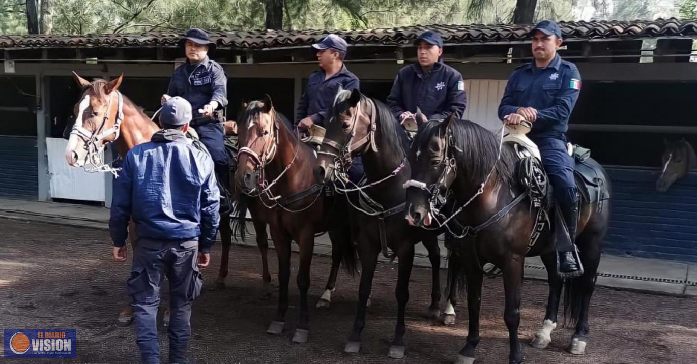 Agrupamiento de Equinos de la SSP,  realiza recorridos de vigilancia en Tenencia Morelos