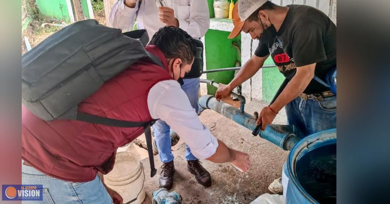 250 mil litros de agua fueron clorados por la SSM en zonas afectadas de Jungapeo