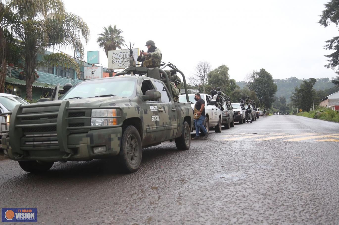 Sedena, SSP y GN desarticulan célula delictiva y aseguran 164 personas