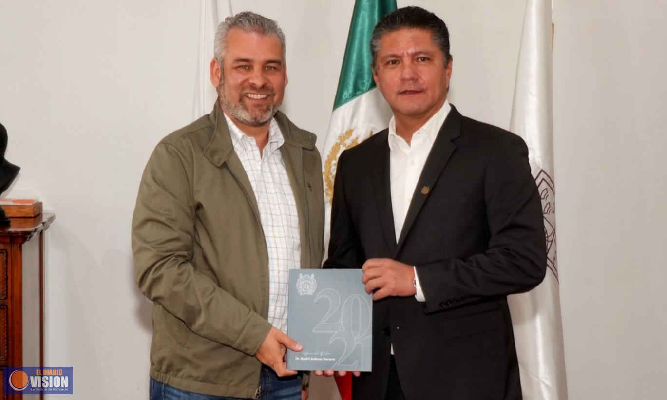 Rector Raúl Cárdenas comparte informe de actividades al gobernador Alfredo Ramírez 