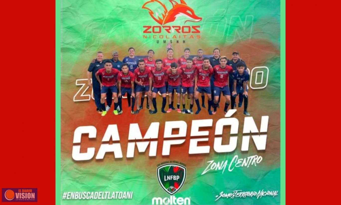 Zorros de la UMSNH campeón de la zona centro en fútbol bardas 