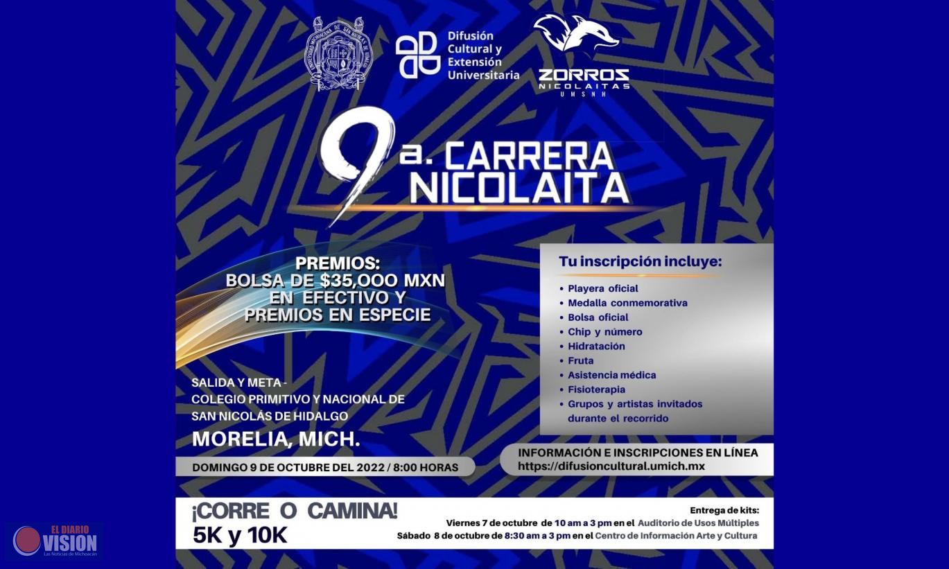 Este domingo 9ª Carrera Atlética Nicolaita 