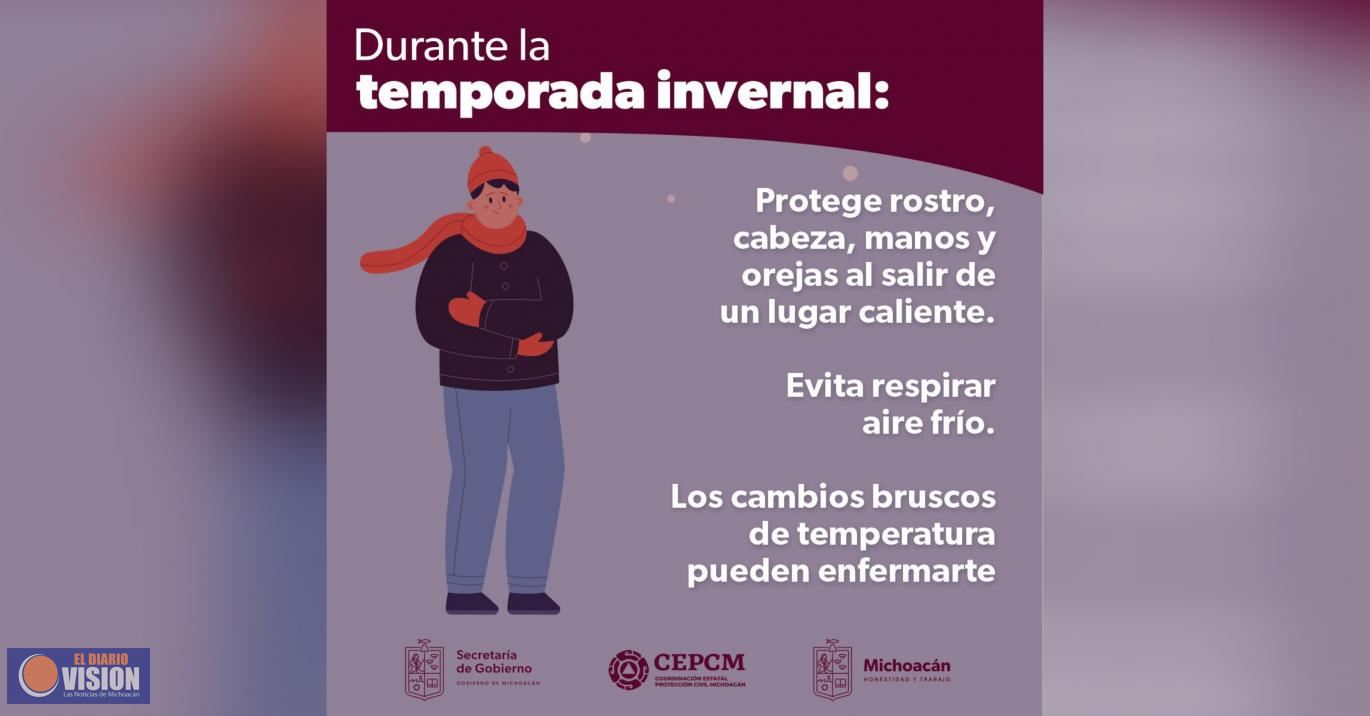 Pide PC estatal tomar precauciones ante bajas temperaturas