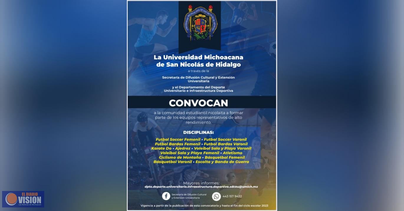 Equipos deportivos de la UMSNH serán orgullo de Michoacán  