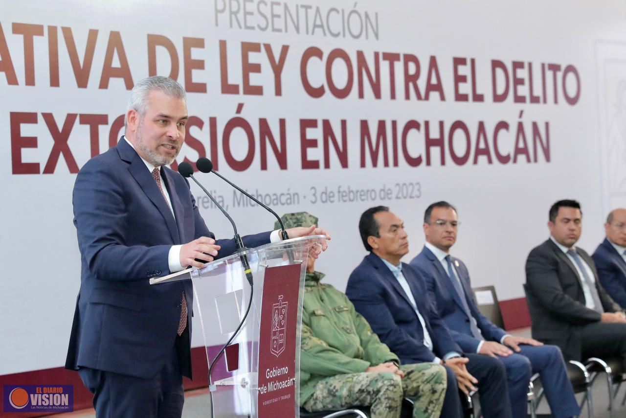 Gobierno de Michoacán presenta iniciativa de reforma para fortalecer combate a la extorsión