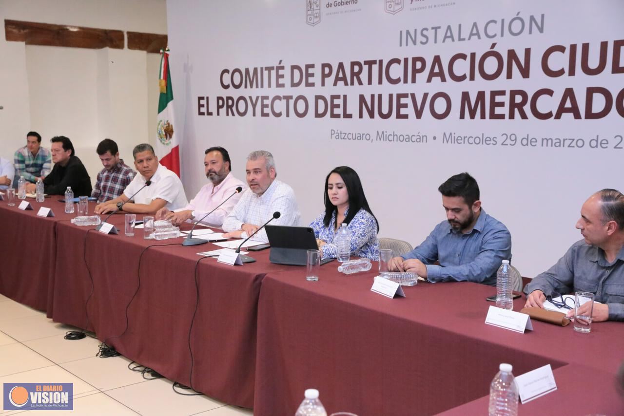 Instala Bedolla Comité de Participación Ciudadana para mejorar el mercado de Pátzcuaro