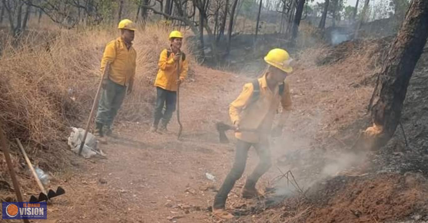 Despliegan helicóptero para sofocar incendio en San Ángel Zurumucapio