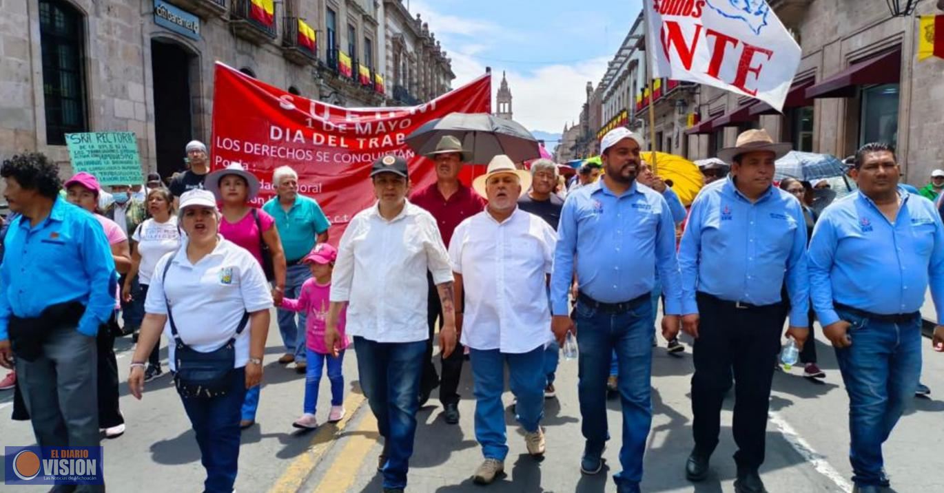 El Diputado Hirepan Maya acompañó a sindicatos democráticos durante marcha por el Día del Trabajo