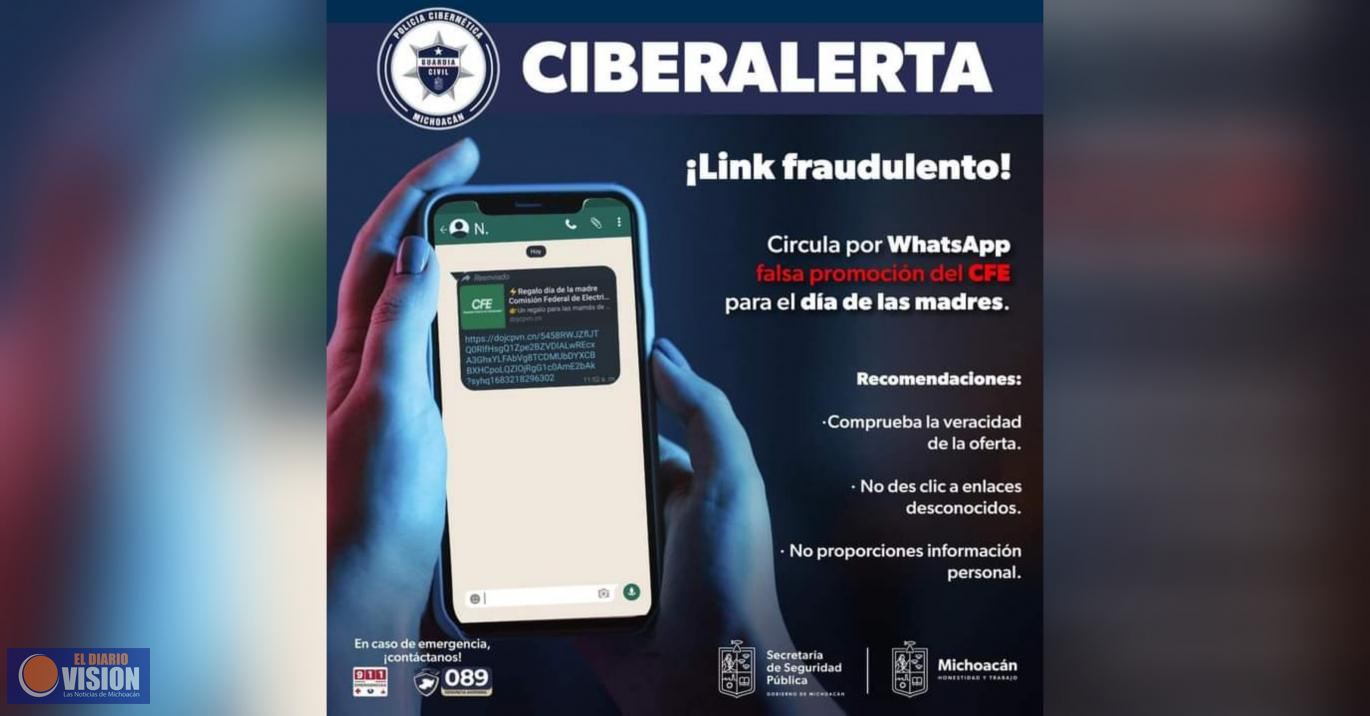 En el marco del Día de las Madres, SSP alerta por enlace falso que llega a través de WhatsApp