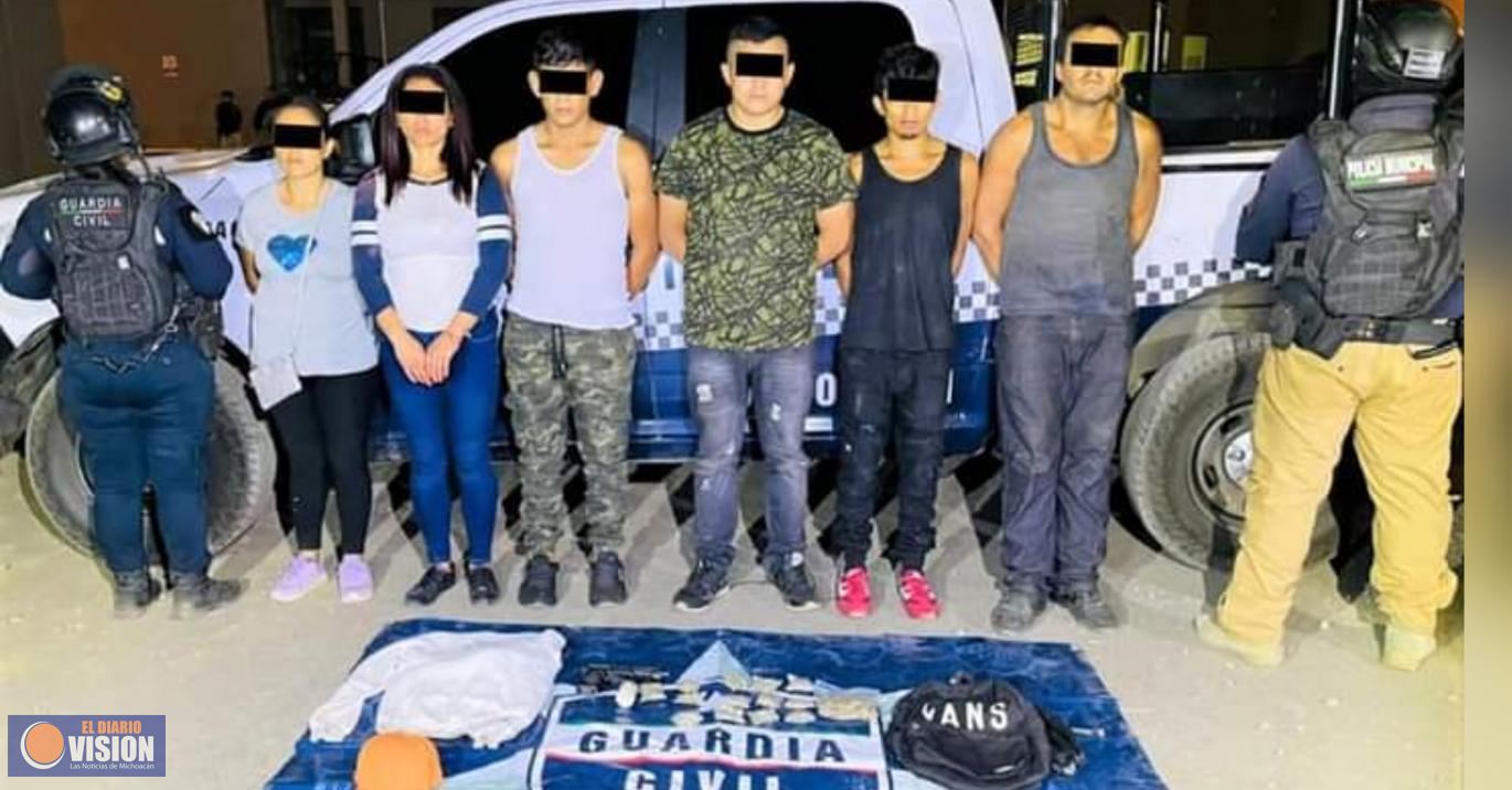 En acción coordinada, la Policía Municipal y la Guardia Civil aseguraron a 4 hombres y 2 mujeres