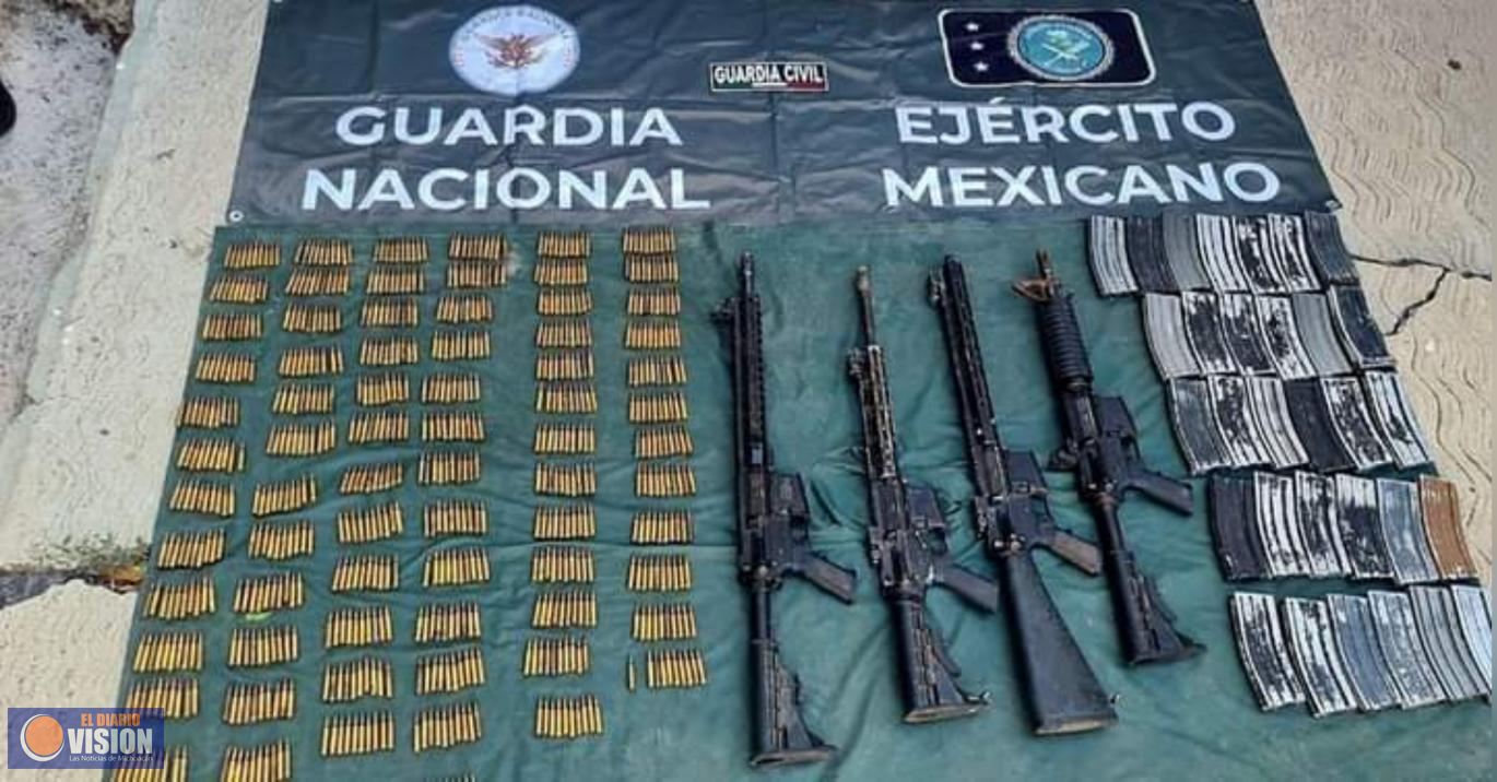 SSP, Sedena y GN, aseguran armas de fuego y 776 municiones