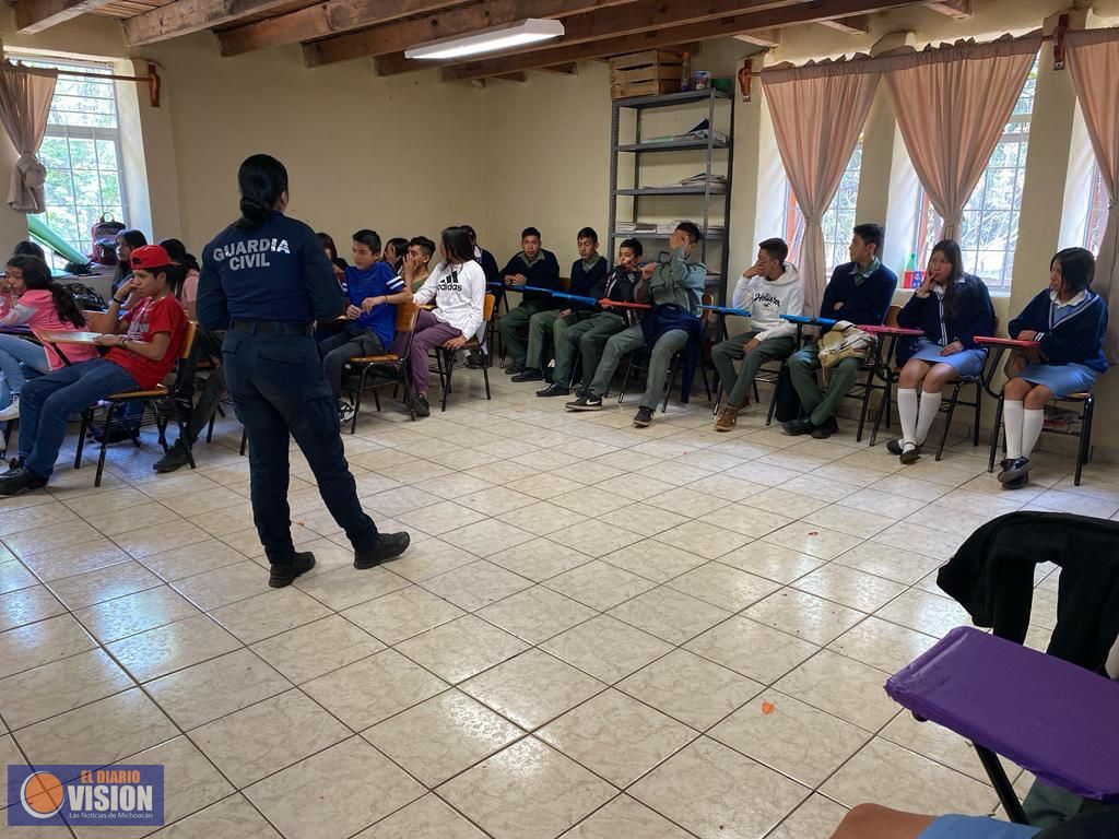 SSP brinda taller de prevención del delito a estudiantes de telesecundaria, en Morelia