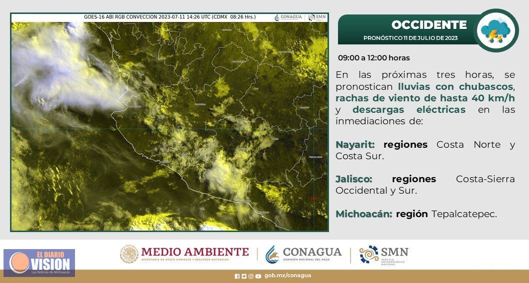 Ante lluvias provocadas por la Onda Tropical 11, pide PC tomar medidas de autocuidado