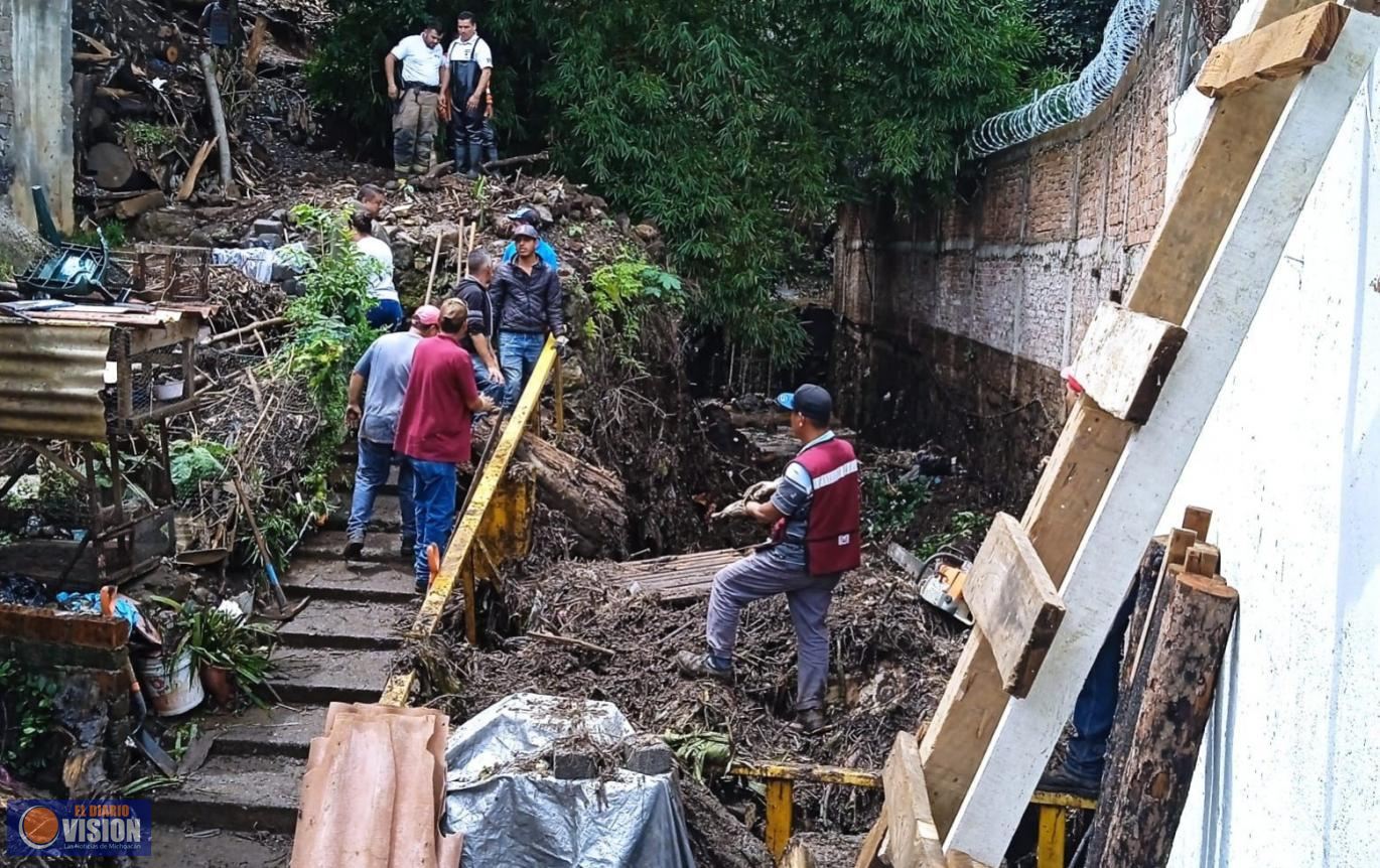 Activa SSM brigadas de emergencia por lluvias en Uruapan