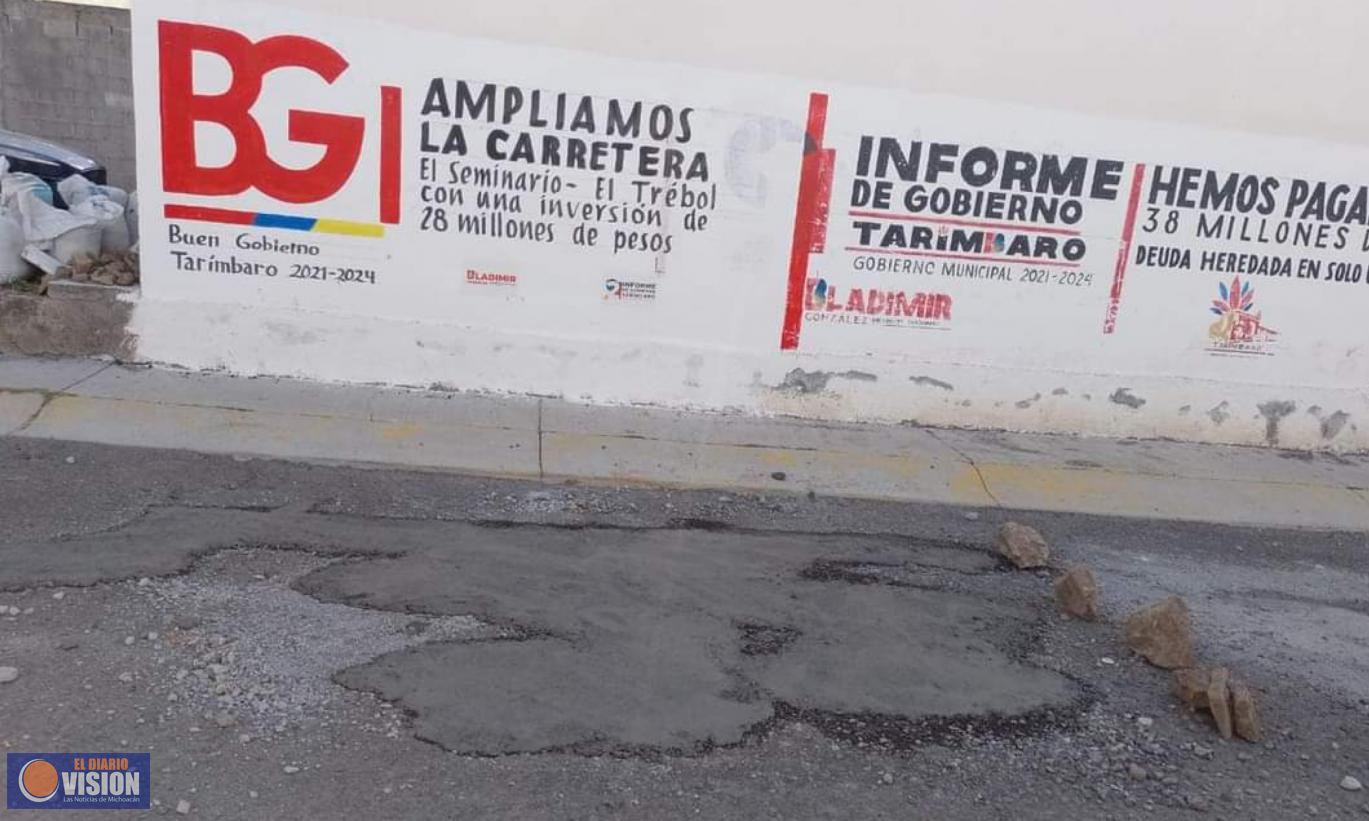 Presidente municipal de Tarímbaro destina fondos a informe mientras calles y baches persisten