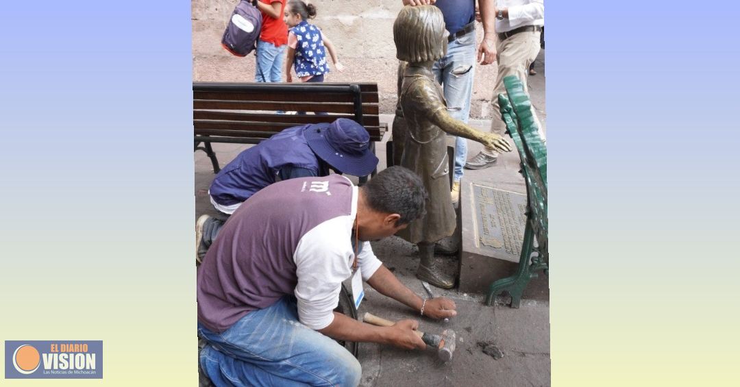 Gobierno Municipal da mantenimiento a escultura de “Los Niños Españoles”