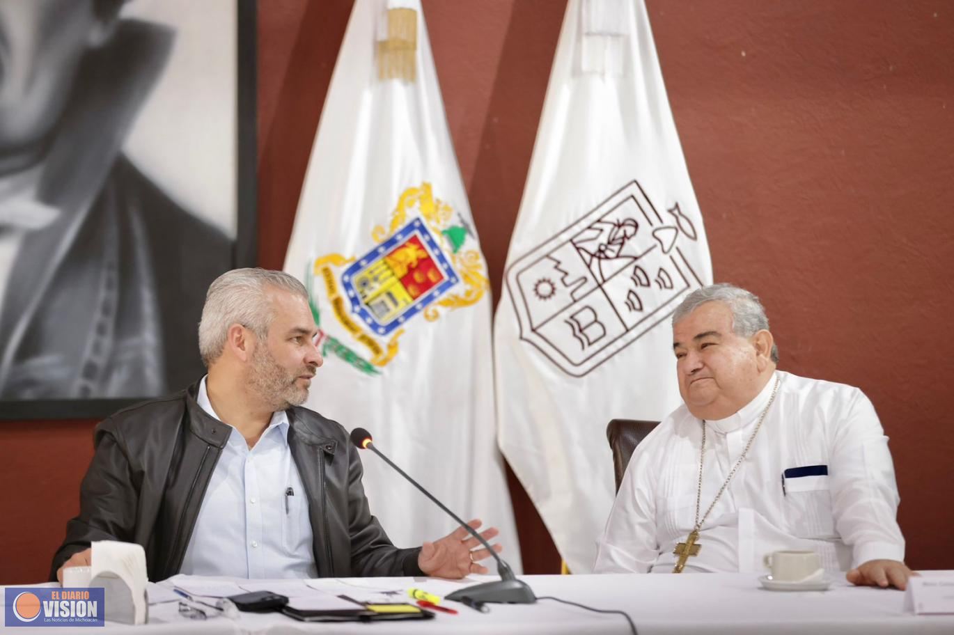 Bedolla, arzobispo y obispos establecen ruta por la paz y justicia en Michoacán