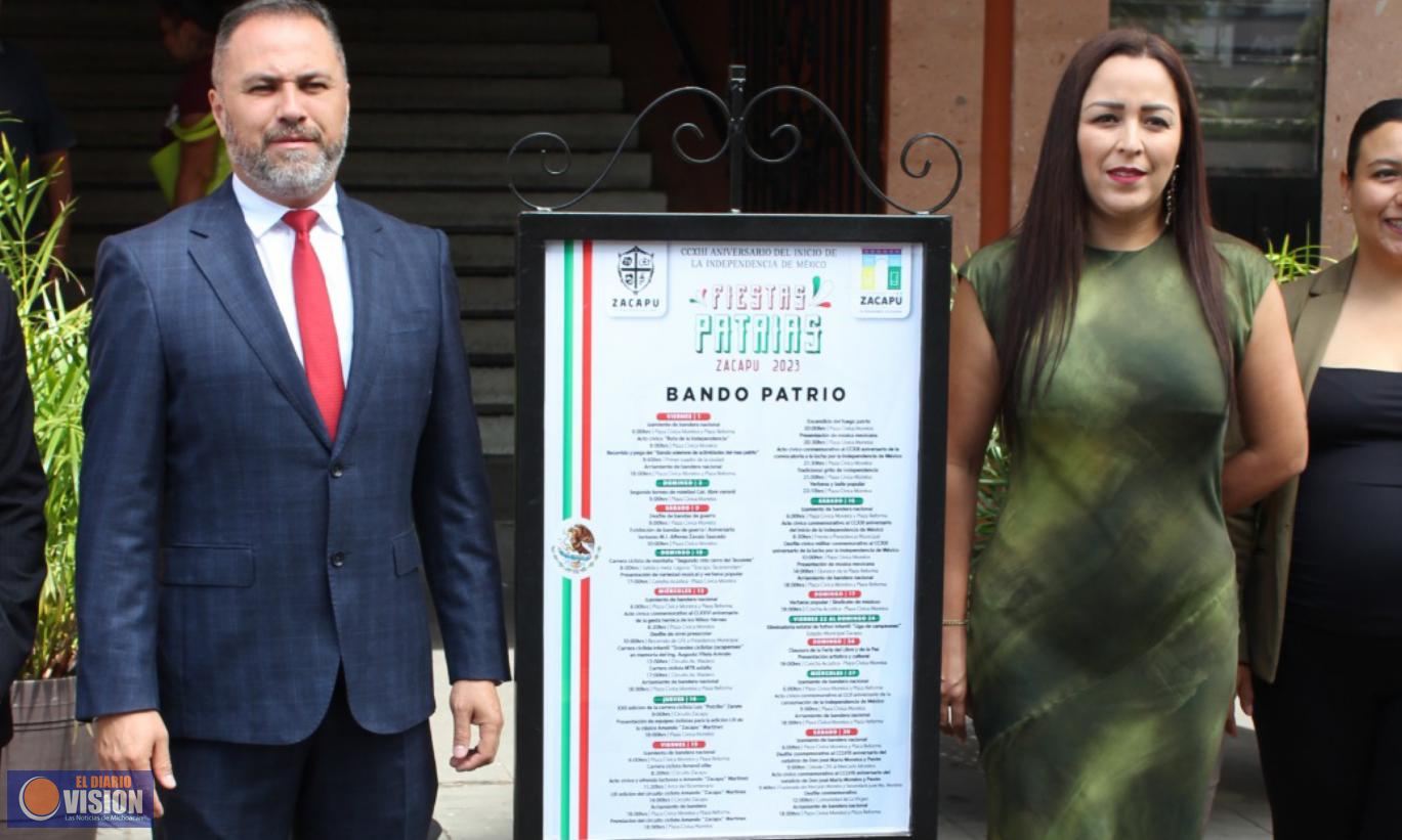 Zacapu da inicio a las Fiestas Patrias con la develación del Bando Solemne