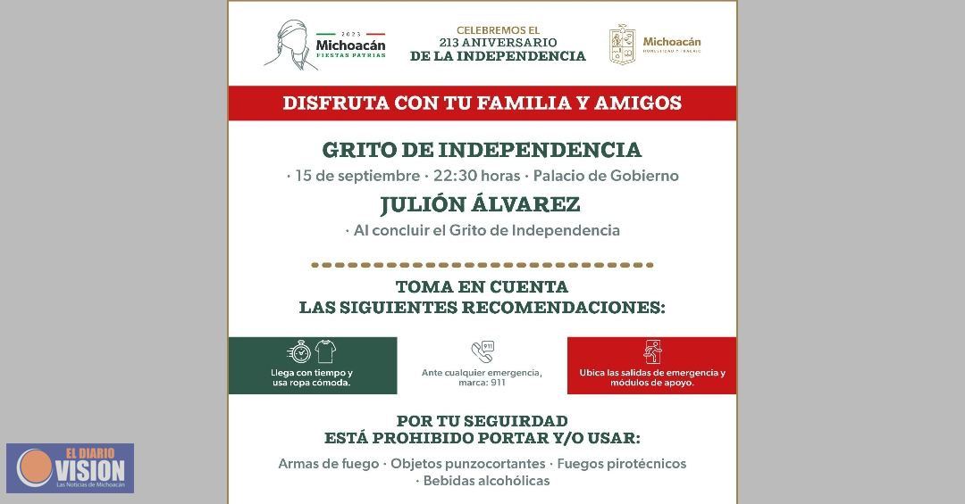 Disfruta en familia el Grito de Independencia, la música de Julión y el espectáculo de pirotecnia