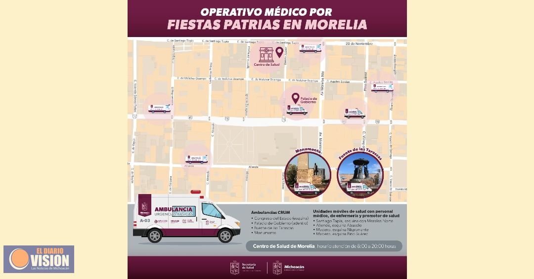 Ubica las ambulancias y unidades médicas instaladas en el Centro por fiestas patrias