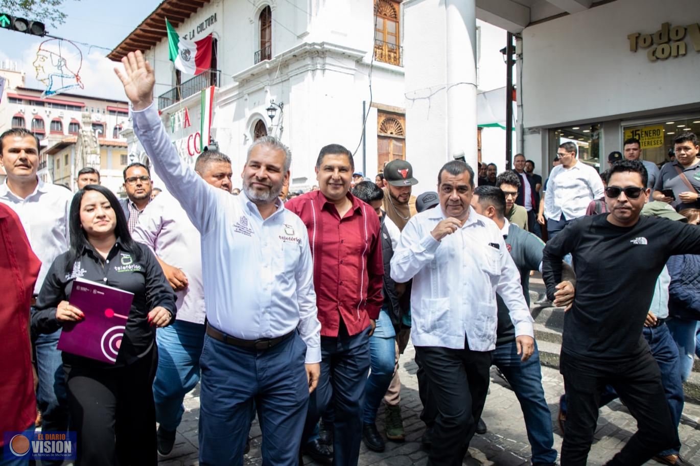 Nacho Campos y Alfredo Ramírez Bedolla presentan proyecto del cablebús