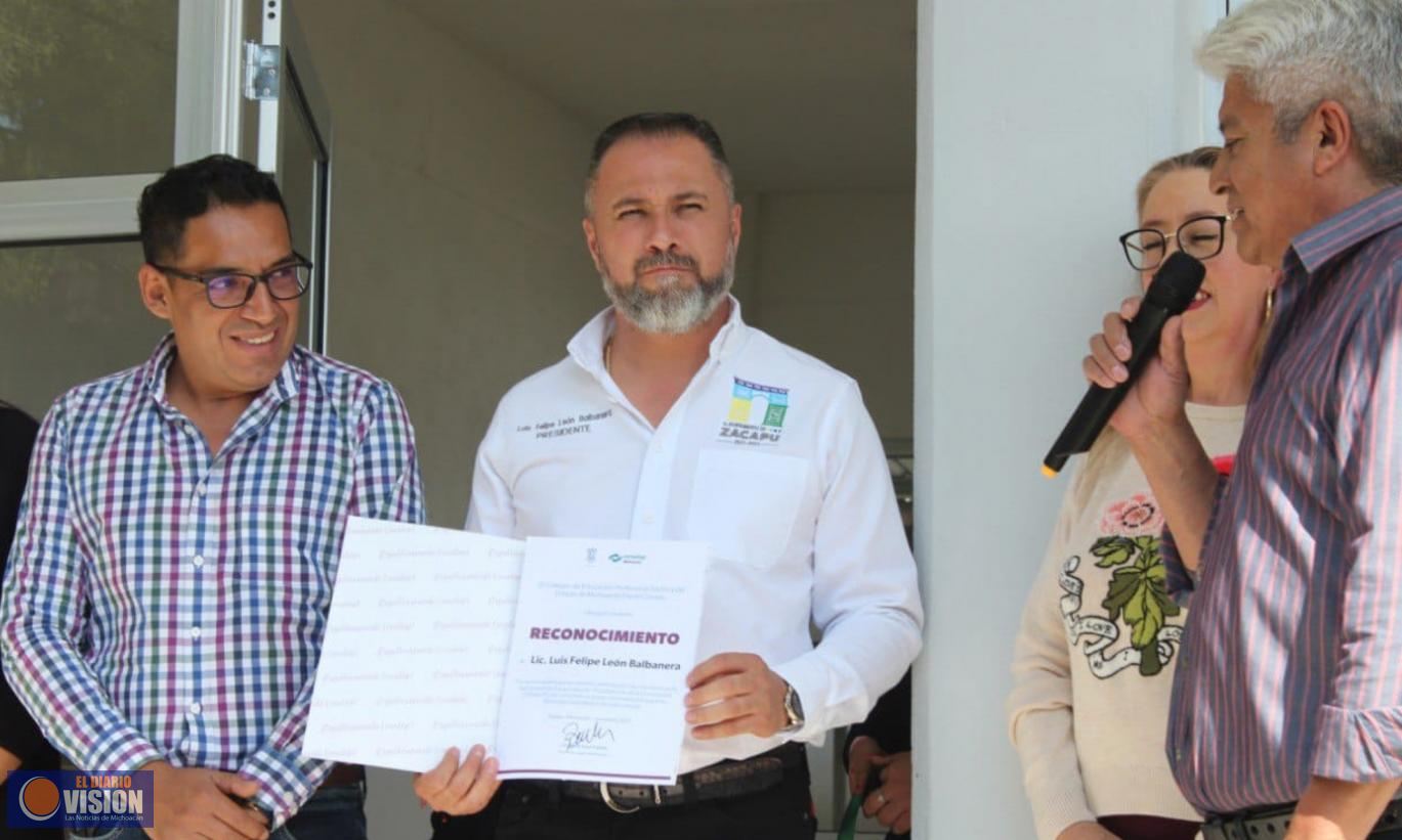 ¡Compromiso cumplido! León Balbanera, inaugura aula en plantel CONALEP Zacapu