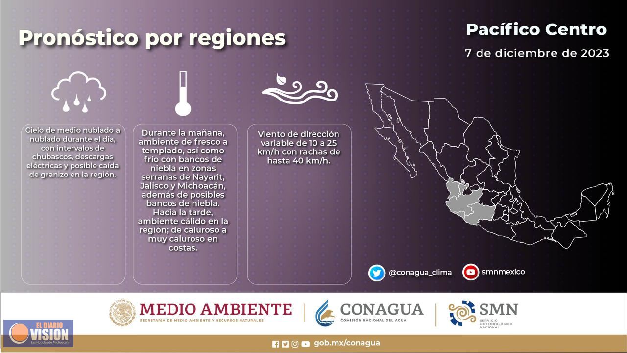 Lluvias y bajas temperaturas durante este jueves en Michoacán; pide PC extremar precauciones