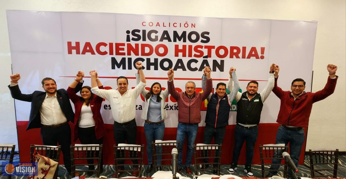 Morena, PT y PVEM refrendan coalición y arrancan trabajos de organización en Michoacán