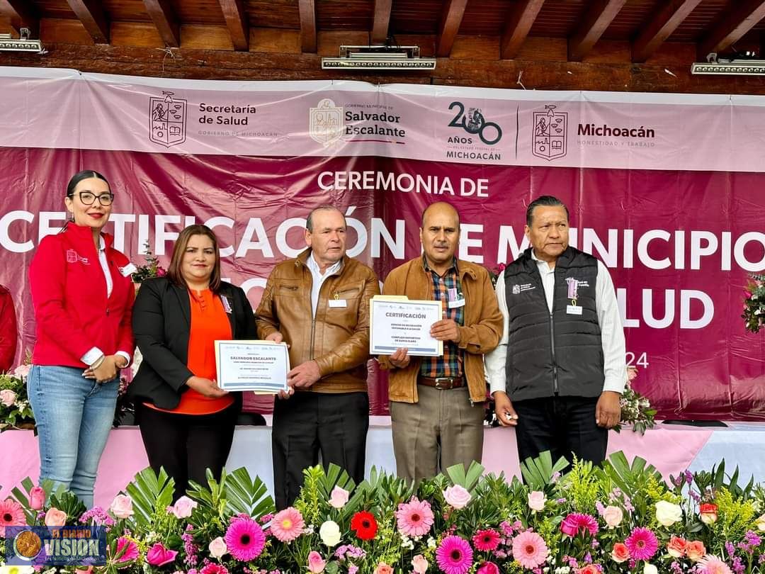 Recibe Salvador Escalante Certificado como Municipio Saludable