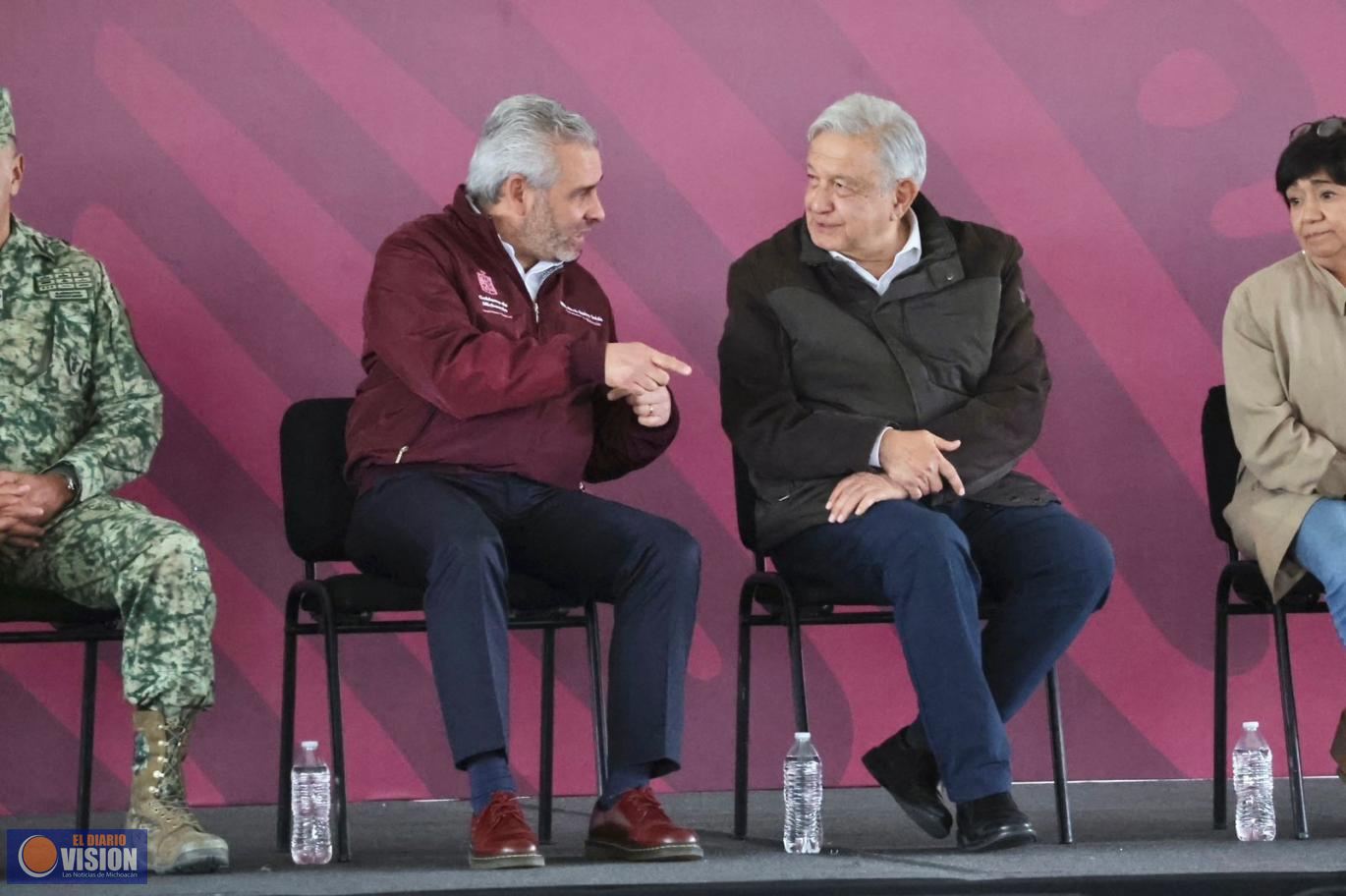 Bedolla y AMLO refrendan apoyo a michoacanos con programas sociales