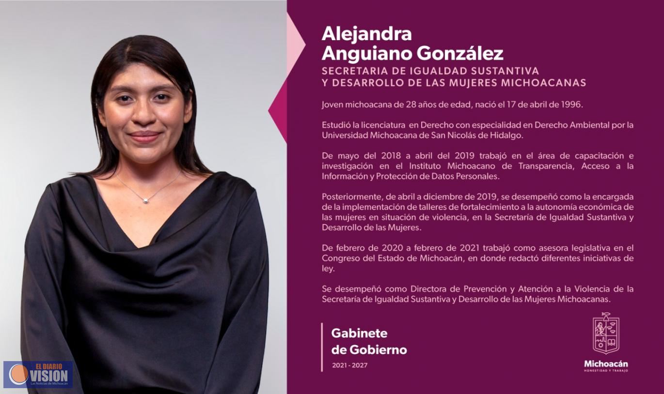 Designa Bedolla a Alejandra Anguiano como nueva titular de la Seimujer