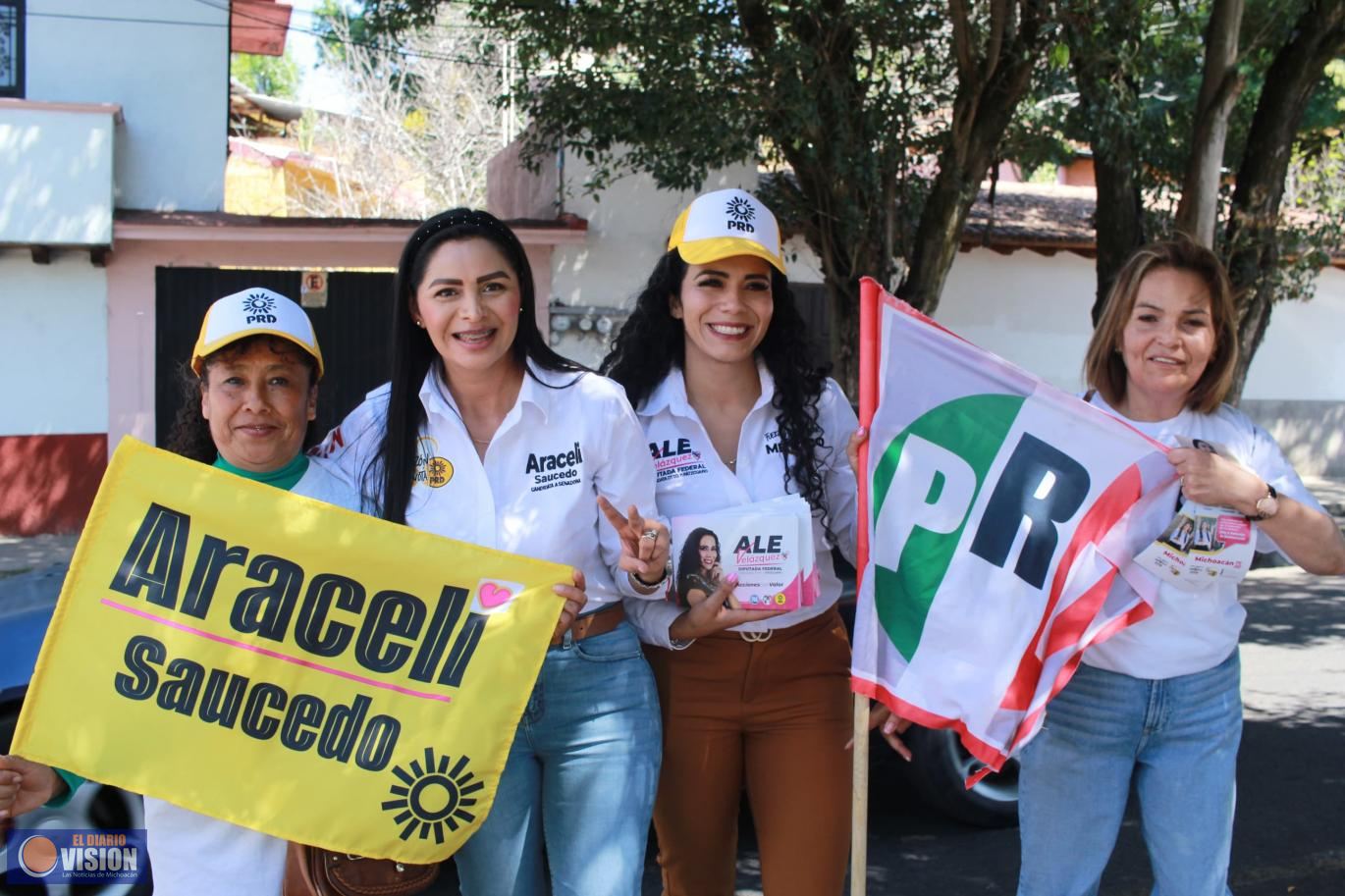 Vamos a defender la democracia y el voto libre afirma Araceli Saucedo en Pátzcuaro