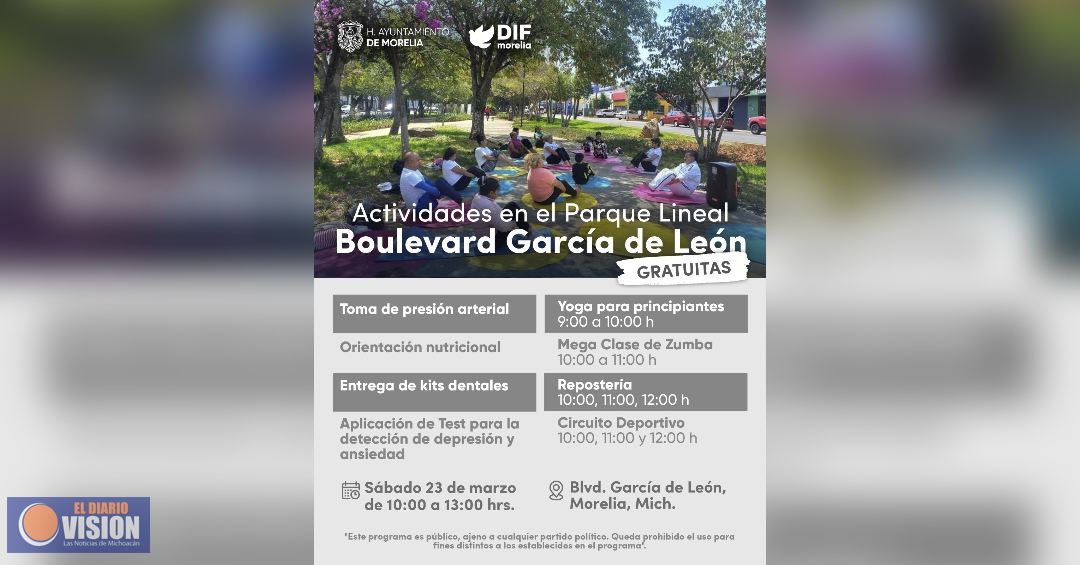 Invitan a jornada de actividades saludables y educativas en el Boulevard García de León