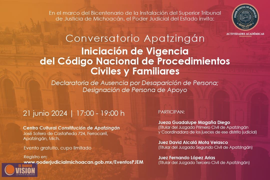 En Apatzingán, analizarán el nuevo Código Nacional de Procedimientos Civiles y Familiares