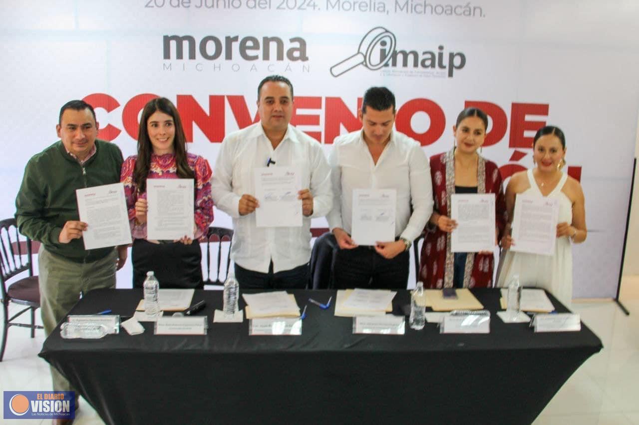 Renovación de convenio con IMAIP fortalecerá capacitación y transparencia: Morena