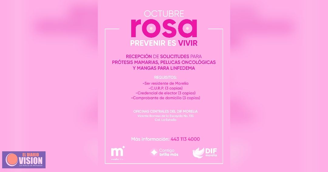 DIF Morelia ofrece apoyos gratuitos a mujeres que enfrentan cáncer de mama