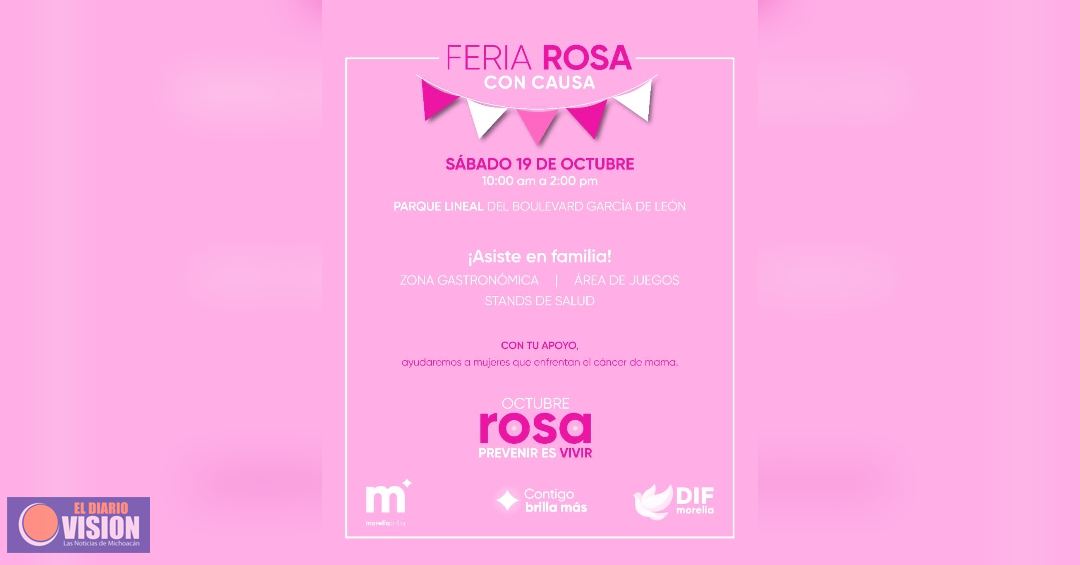 DIF Morelia invita a la Feria Rosa con causa para apoyar la lucha contra el cáncer de mama