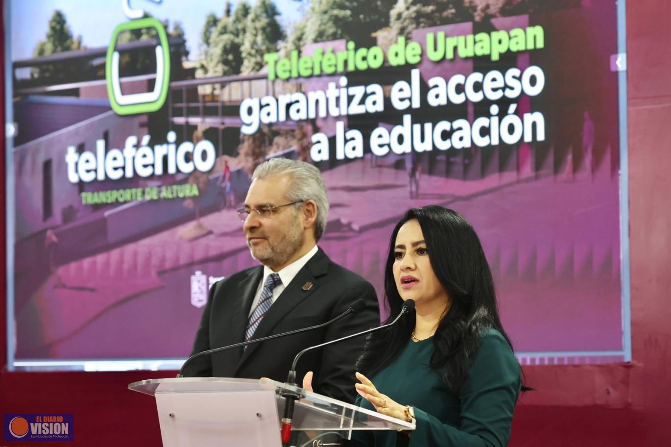 Teleférico de Uruapan garantizará el acceso a la educación de más de 64 mil estudiantes: Bedolla 