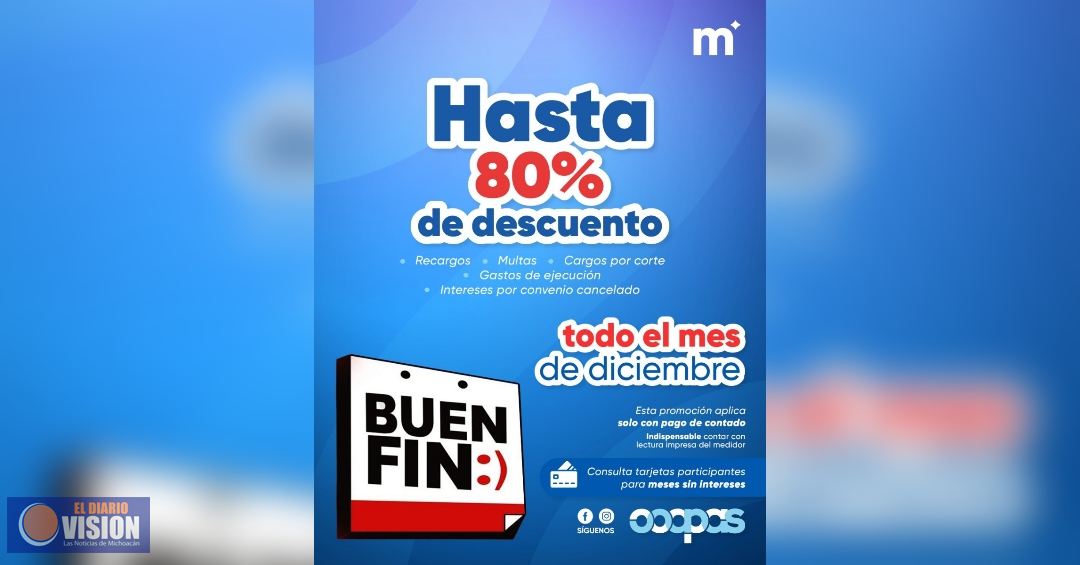 OOAPAS amplía descuentos del Buen Fin durante diciembre