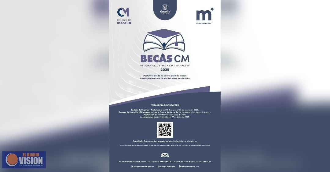 Gobierno Municipal invita a aprovechar convocatoria Becas del Colegio de Morelia 2025