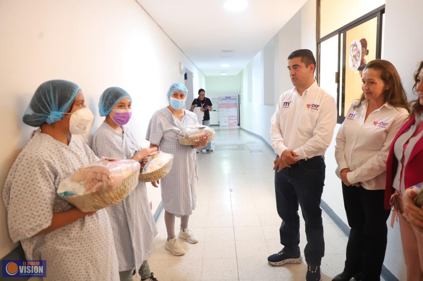 DIF Morelia y voluntariado ciudadano entregan canastillas a madres de recién nacidos