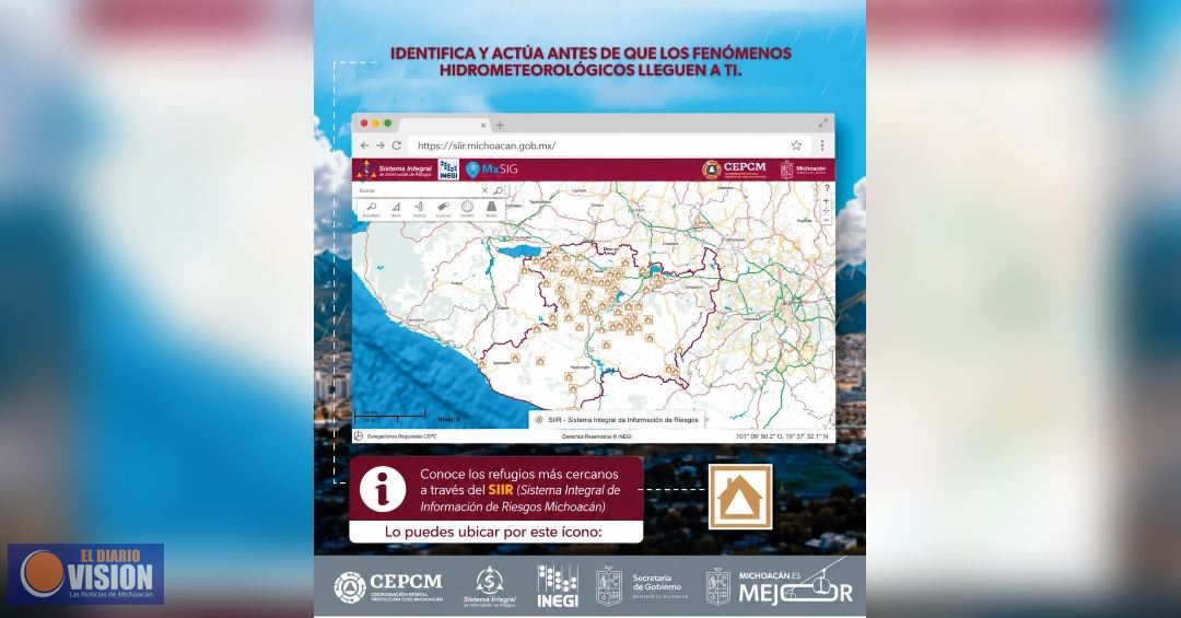 Michoacán listo para enfrentar lluvias y ciclones; PC cuenta con 256 refugios temporales